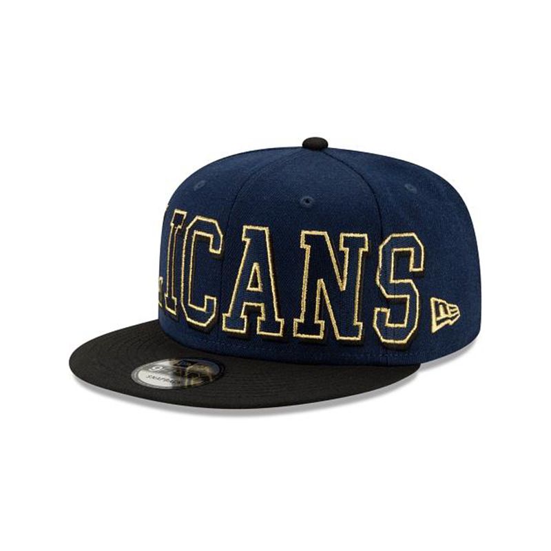 NBA New Orleans Pelicans Block Font 9Fifty Snapback (BLK8725) - Blue New Era Caps